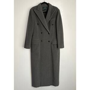 Lauren Ralph Lauren 100% Virgin Wool Long Double Breasted Women's Jacket Sz 10